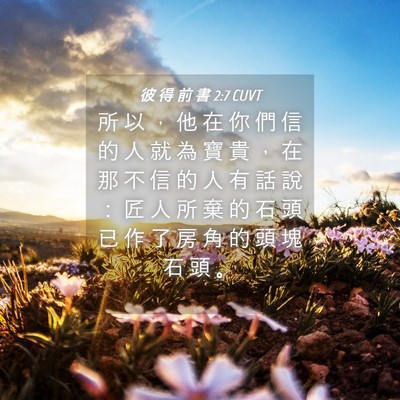 Picture 04 - 彼 得 前 書 2:7 CUVT - 所 以 ， 他 在 你 們 信 的 人 就 為 - Bible Verse Picture