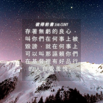 Picture 04 - 彼 得 前 書 3:16 CUVT - 存 著 無 虧 的 良 心 ， 叫 你 們 在 - Bible Verse Picture