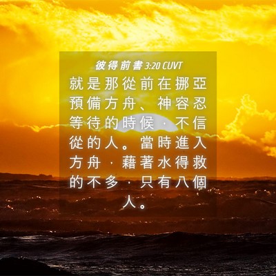 Picture 04 - 彼 得 前 書 3:20 CUVT - 就 是 那 從 前 在 挪 亞 預 備 方 舟 - Bible Verse Picture