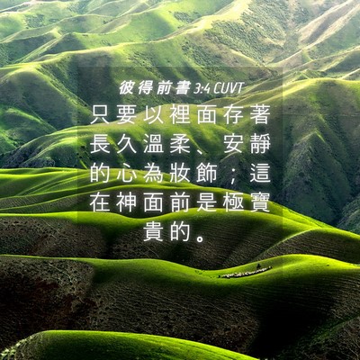 Picture 04 - 彼 得 前 書 3:4 CUVT - 只 要 以 裡 面 存 著 長 久 溫 柔 、 - Bible Verse Picture