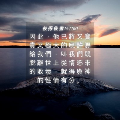 Picture 04 - 彼 得 後 書 1:4 CUVT - 因 此 ， 他 已 將 又 寶 貴 又 極 大 - Bible Verse Picture