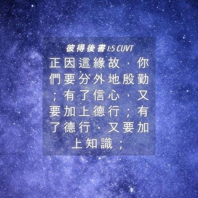 Picture 04 - 彼 得 後 書 1:5 CUVT - 正 因 這 緣 故 ， 你 們 要 分 外 地 - Bible Verse Picture