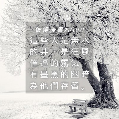 Picture 04 - 彼 得 後 書 2:17 CUVT - 這 些 人 是 無 水 的 井 ， 是 狂 風 - Bible Verse Picture