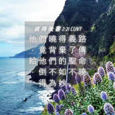 Picture 04 - 彼 得 後 書 2:21 CUVT - 他 們 曉 得 義 路 ， 竟 背 棄 了 傳 - Bible Verse Picture