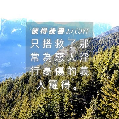 Picture 04 - 彼 得 後 書 2:7 CUVT - 只 搭 救 了 那 常 為 惡 人 淫 行 憂 - Bible Verse Picture