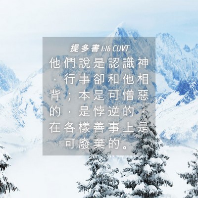 Picture 04 - 提 多 書 1:16 CUVT - 他 們 說 是 認 識 神 ， 行 事 卻 和 - Bible Verse Picture