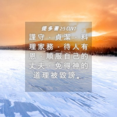 Picture 04 - 提 多 書 2:5 CUVT - 謹 守 ， 貞 潔 ， 料 理 家 務 ， 待 - Bible Verse Picture