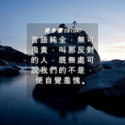 Picture 04 - 提 多 書 2:8 CUVT - 言 語 純 全 ， 無 可 指 責 ， 叫 那 - Bible Verse Picture