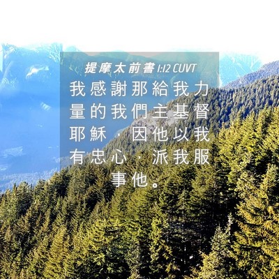 Picture 04 - 提 摩 太 前 書 1:12 CUVT - 我 感 謝 那 給 我 力 量 的 我 們 主 - Bible Verse Picture