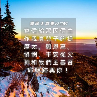 Picture 04 - 提 摩 太 前 書 1:2 CUVT - 寫 信 給 那 因 信 主 作 我 真 兒 子 - Bible Verse Picture