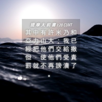 Picture 04 - 提 摩 太 前 書 1:20 CUVT - 其 中 有 許 米 乃 和 亞 力 山 大 ； - Bible Verse Picture