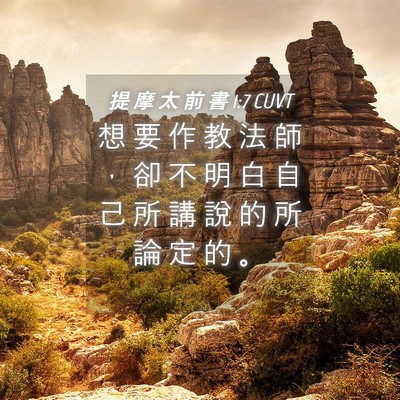 Picture 04 - 提 摩 太 前 書 1:7 CUVT - 想 要 作 教 法 師 ， 卻 不 明 白 自 - Bible Verse Picture