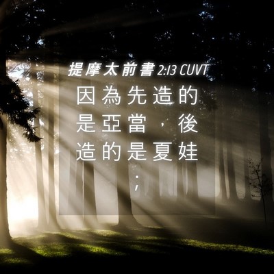 Picture 04 - 提 摩 太 前 書 2:13 CUVT - 因 為 先 造 的 是 亞 當 ， 後 造 的 - Bible Verse Picture