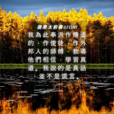 Picture 04 - 提 摩 太 前 書 2:7 CUVT - 我 為 此 奉 派 作 傳 道 的 ， 作 使 - Bible Verse Picture