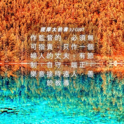 Picture 04 - 提 摩 太 前 書 3:2 CUVT - 作 監 督 的 ， 必 須 無 可 指 責 ， - Bible Verse Picture