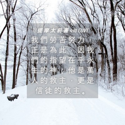 Picture 04 - 提 摩 太 前 書 4:10 CUVT - 我 們 勞 苦 努 力 ， 正 是 為 此 ， - Bible Verse Picture