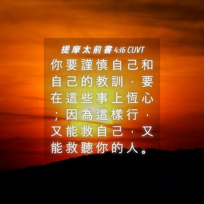 Picture 04 - 提 摩 太 前 書 4:16 CUVT - 你 要 謹 慎 自 己 和 自 己 的 教 訓 - Bible Verse Picture