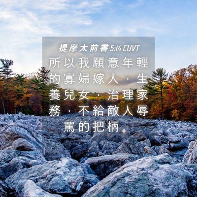 Picture 04 - 提 摩 太 前 書 5:14 CUVT - 所 以 我 願 意 年 輕 的 寡 婦 嫁 人 - Bible Verse Picture