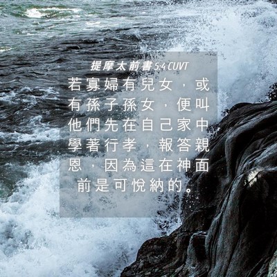 Picture 04 - 提 摩 太 前 書 5:4 CUVT - 若 寡 婦 有 兒 女 ， 或 有 孫 子 孫 - Bible Verse Picture