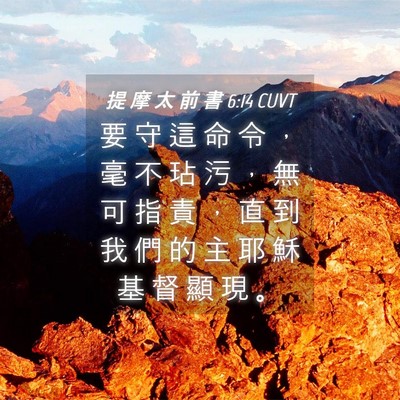 Picture 04 - 提 摩 太 前 書 6:14 CUVT - 要 守 這 命 令 ， 毫 不 玷 污 ， 無 - Bible Verse Picture