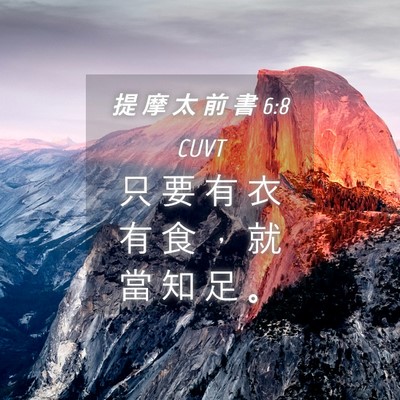 Picture 04 - 提 摩 太 前 書 6:8 CUVT - 只 要 有 衣 有 食 ， 就 當 知 足 - Bible Verse Picture