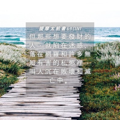 Picture 04 - 提 摩 太 前 書 6:9 CUVT - 但 那 些 想 要 發 財 的 人 ， 就 陷 - Bible Verse Picture