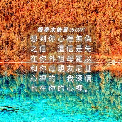 Picture 04 - 提 摩 太 後 書 1:5 CUVT - 想 到 你 心 裡 無 偽 之 信 ， 這 信 - Bible Verse Picture