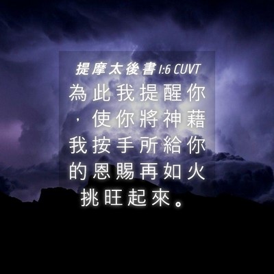 Picture 04 - 提 摩 太 後 書 1:6 CUVT - 為 此 我 提 醒 你 ， 使 你 將 神 藉 - Bible Verse Picture