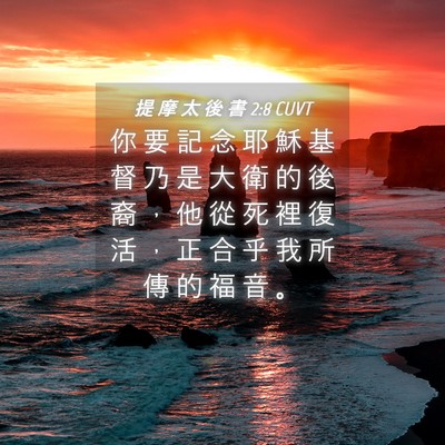 Picture 04 - 提 摩 太 後 書 2:8 CUVT - 你 要 記 念 耶 穌 基 督 乃 是 大 衛 - Bible Verse Picture