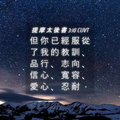 Picture 04 - 提 摩 太 後 書 3:10 CUVT - 但 你 已 經 服 從 了 我 的 教 訓 、 - Bible Verse Picture