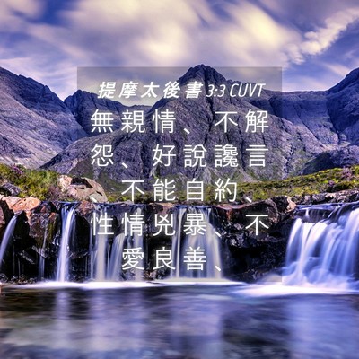 Picture 04 - 提 摩 太 後 書 3:3 CUVT - 無 親 情 、 不 解 怨 、 好 說 讒 言 - Bible Verse Picture