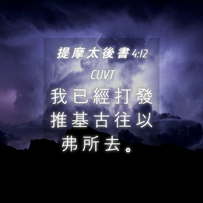 Picture 04 - 提 摩 太 後 書 4:12 CUVT - 我 已 經 打 發 推 基 古 往 以 弗 所 - Bible Verse Picture