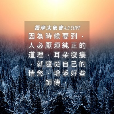 Picture 04 - 提 摩 太 後 書 4:3 CUVT - 因 為 時 候 要 到 ， 人 必 厭 煩 純 - Bible Verse Picture