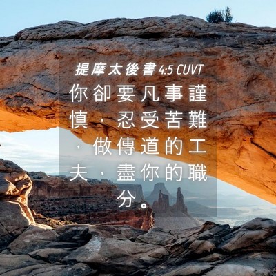 Picture 04 - 提 摩 太 後 書 4:5 CUVT - 你 卻 要 凡 事 謹 慎 ， 忍 受 苦 難 - Bible Verse Picture