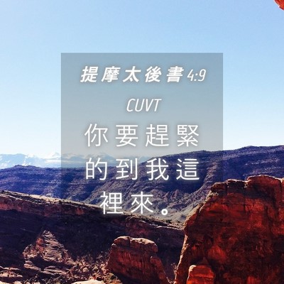 Picture 04 - 提 摩 太 後 書 4:9 CUVT - 你 要 趕 緊 的 到 我 這 裡 來 - Bible Verse Picture