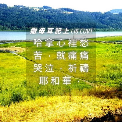 Picture 04 - 撒 母 耳 記 上 1:10 CUVT - 哈 拿 心 裡 愁 苦 ， 就 痛 痛 哭 泣 - Bible Verse Picture
