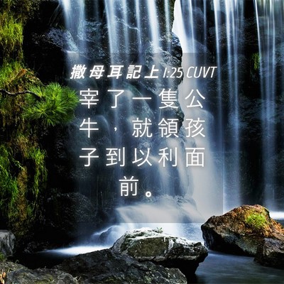 Picture 04 - 撒 母 耳 記 上 1:25 CUVT - 宰 了 一 隻 公 牛 ， 就 領 孩 子 到 - Bible Verse Picture