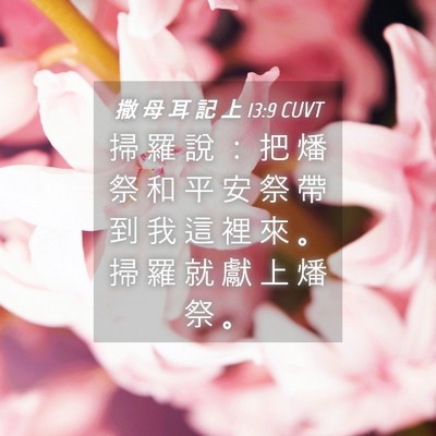 Picture 04 - 撒 母 耳 記 上 13:9 CUVT - 掃 羅 說 ： 把 燔 祭 和 平 安 祭 帶 - Bible Verse Picture