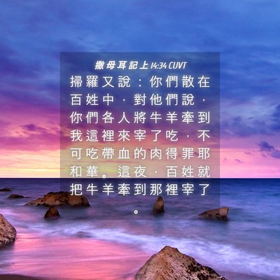 Picture 04 - 撒 母 耳 記 上 14:34 CUVT - 掃 羅 又 說 ： 你 們 散 在 百 姓 中 - Bible Verse Picture