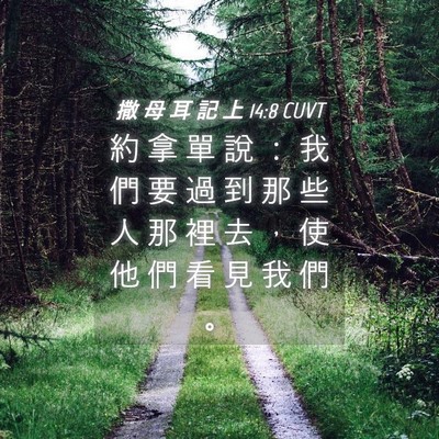 Picture 04 - 撒 母 耳 記 上 14:8 CUVT - 約 拿 單 說 ： 我 們 要 過 到 那 些 - Bible Verse Picture