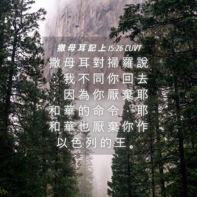 Picture 04 - 撒 母 耳 記 上 15:26 CUVT - 撒 母 耳 對 掃 羅 說 ： 我 不 同 你 - Bible Verse Picture