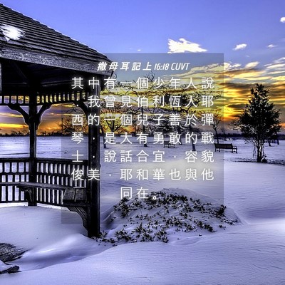Picture 04 - 撒 母 耳 記 上 16:18 CUVT - 其 中 有 一 個 少 年 人 說 ： 我 曾 - Bible Verse Picture