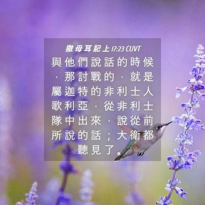 Picture 04 - 撒 母 耳 記 上 17:23 CUVT - 與 他 們 說 話 的 時 候 ， 那 討 戰 - Bible Verse Picture