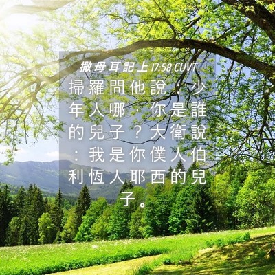 Picture 04 - 撒 母 耳 記 上 17:58 CUVT - 掃 羅 問 他 說 ： 少 年 人 哪 ， 你 - Bible Verse Picture