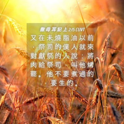 Picture 04 - 撒 母 耳 記 上 2:15 CUVT - 又 在 未 燒 脂 油 以 前 ， 祭 司 的 - Bible Verse Picture