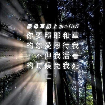 Picture 04 - 撒 母 耳 記 上 20:14 CUVT - 你 要 照 耶 和 華 的 慈 愛 恩 待 我 - Bible Verse Picture