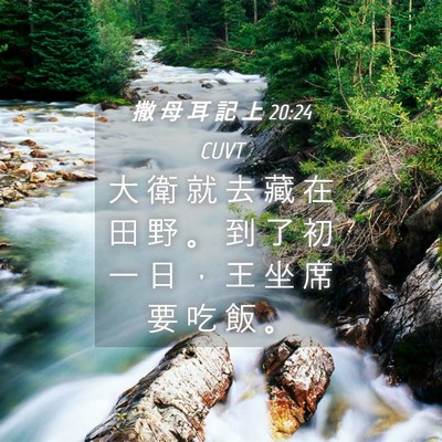 Picture 04 - 撒 母 耳 記 上 20:24 CUVT - 大 衛 就 去 藏 在 田 野 。 到 了 初 - Bible Verse Picture