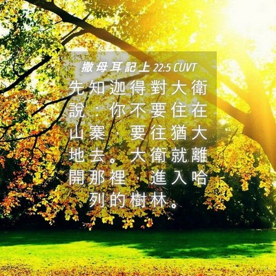 Picture 04 - 撒 母 耳 記 上 22:5 CUVT - 先 知 迦 得 對 大 衛 說 ： 你 不 要 - Bible Verse Picture