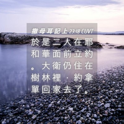 Picture 04 - 撒 母 耳 記 上 23:18 CUVT - 於 是 二 人 在 耶 和 華 面 前 立 約 - Bible Verse Picture