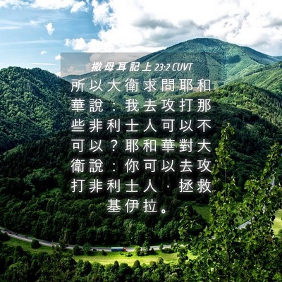 Picture 04 - 撒 母 耳 記 上 23:2 CUVT - 所 以 大 衛 求 問 耶 和 華 說 ： 我 - Bible Verse Picture